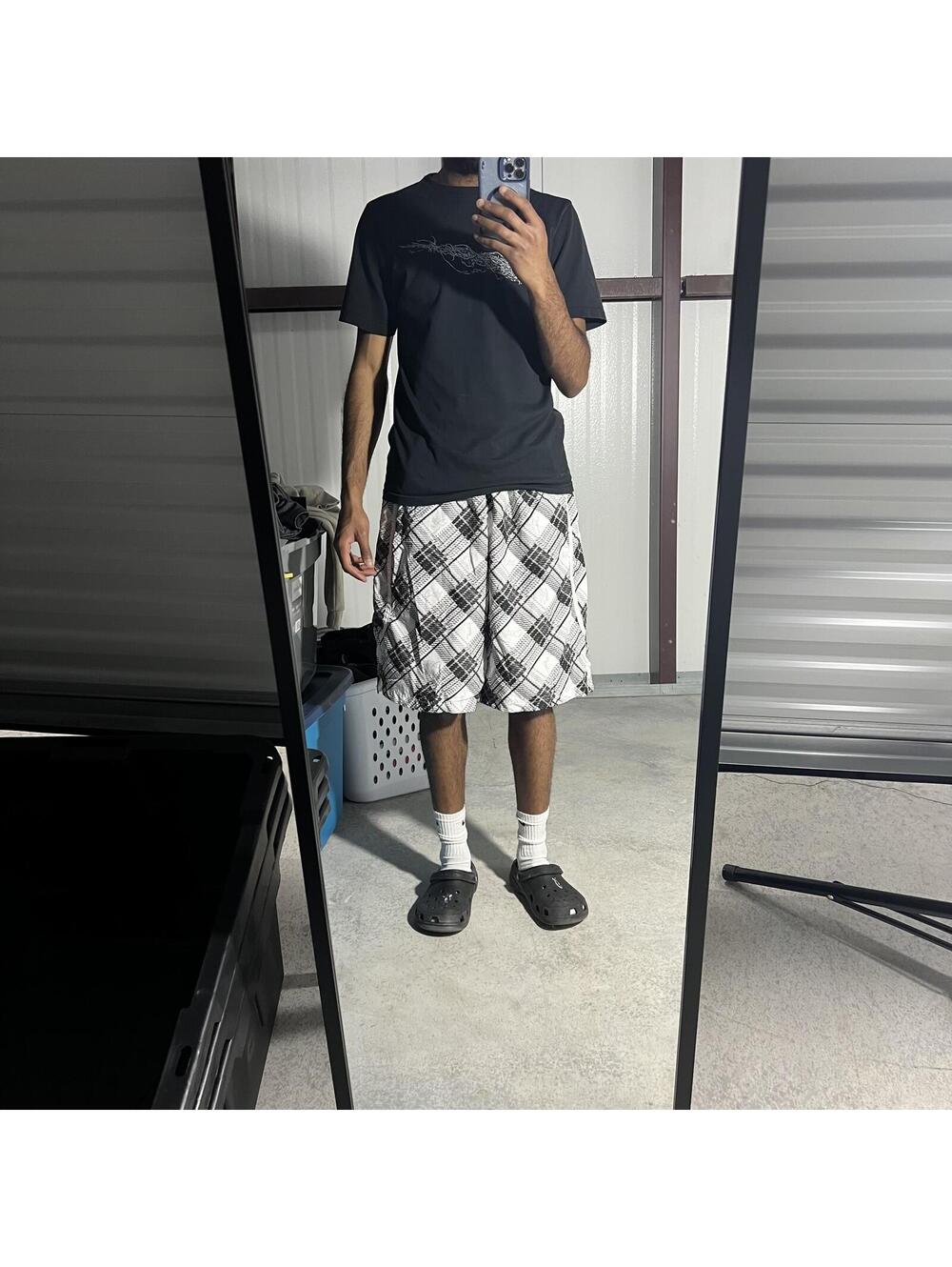 KiX Reversible Plaid Baggy Basketball Shorts Sz. M Gym